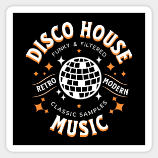 DISCO HOUSE  - Retro Modern Disco Ball (White/Orange) Sticker